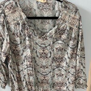 Style & Co. Paisley Print Blouse in Cream and Brown
